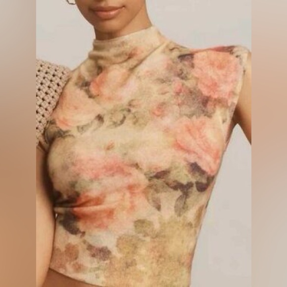 Anthropologie Cashmere Watercolour Mock Neck Top